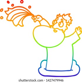 dibujo de una línea de gradiente de arco iris de un dios de la caricatura que crea el universo