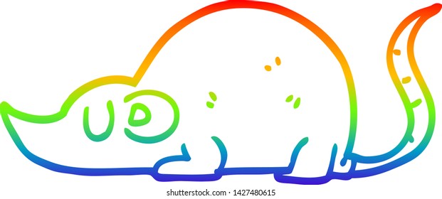 rainbow gradient line drawing of a cartoon mouse rat