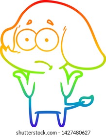 rainbow gradient line drawing of a cartoon unsure elephant