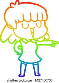 dibujo de una mujer de dibujos animados con gradiente de arco iris