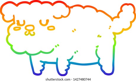 rainbow gradient line drawing of a cartoon dog