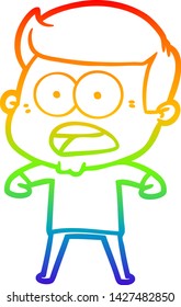 rainbow gradient line drawing of a cartoon shocked man