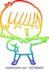 dibujo de una mujer de dibujos animados con gradiente de arco iris