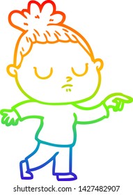 dibujo de una mujer tranquila con gradiente de arco iris