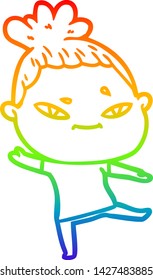 dibujo de una mujer de dibujos animados con gradiente de arco iris