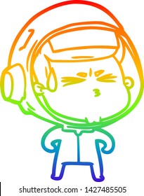dibujo de una línea de gradiente de arco iris de un astronauta estresado