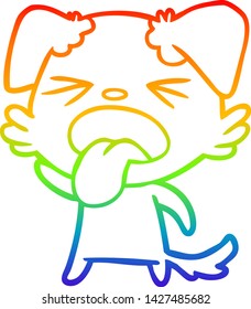 rainbow gradient line drawing of a cartoon disgusted dog