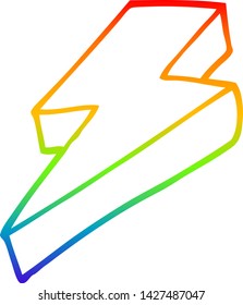 dibujo de línea de gradiente de arco iris de un perno de trueno de dibujos animados