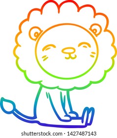 rainbow gradient line drawing of a cartoon lion