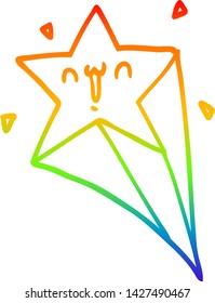 dibujo de línea de gradiente de arco iris de una estrella de tiro de caricatura