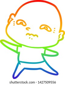 rainbow gradient line drawing of a cartoon nervous man