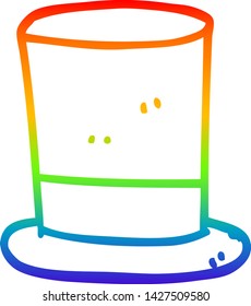 dibujo de una línea de gradiente de arco iris de un sombrero superior de dibujos animados