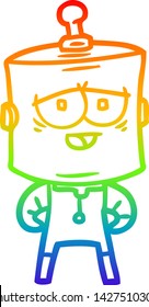 dibujo de línea de gradiente de arco iris de un robot de dibujos animados