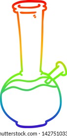 dibujo de línea de gradiente de arco iris de un bong de dibujos animados