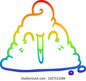 rainbow gradient line drawing of a cartoon poop
