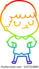 Regenbogen-Farbverlauf-Zeichnung eines Cartoon-Grumpy Jungen