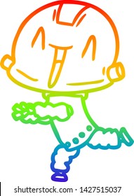 rainbow gradient line drawing of a cartoon robot