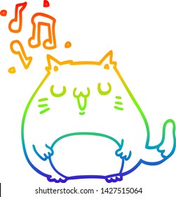 rainbow gradient line drawing of a cartoon cat singing