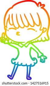 dibujo de una mujer de dibujos animados con gradiente de arco iris