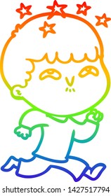 Regenbogen-Farbverlauf-Zeichnung eines Cartoon-erstaunt Jungen