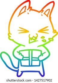 dibujo de una caricatura de gato silvestre con navidad presente