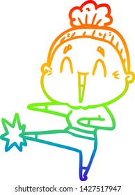 dibujo de la línea de gradiente del arco iris de una anciana feliz