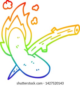 dibujo de línea de gradiente de arco iris de un perro caliente de dibujos animados