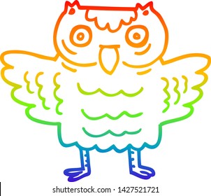 Regenbogen-Farbverlauf-Zeichnung einer Cartoon lustigen Eule