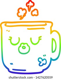 dibujo de la línea del gradiente del arco iris de una taza de café caliente