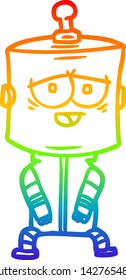 dibujo de línea de gradiente de arco iris de un robot de dibujos animados
