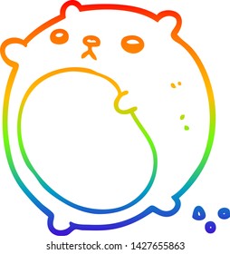 dibujo de una línea de gradiente de arco iris de un oso de dibujos animados