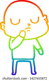 rainbow gradient line drawing of a cartoon bald man