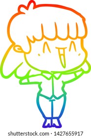 dibujo de una mujer de dibujos animados con gradiente de arco iris