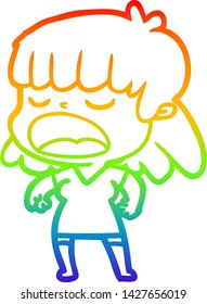 dibujo de una caricatura de una mujer hablando fuerte