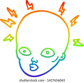 dibujo de una cabeza calva de dibujos en forma de gradiente de arco iris