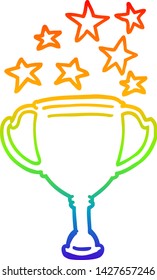 dibujo de una línea de degradado de arco iris de un trofeo deportivo de dibujos animados