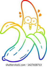 rainbow gradient line drawing of a cartoon crazy happy banana