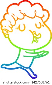 rainbow gradient line drawing of a cartoon man singing