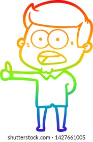 rainbow gradient line drawing of a cartoon shocked man