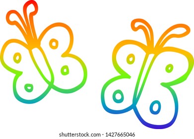 dibujo de una mariposa de dibujos animados con gradiente de arco iris
