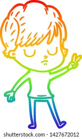 rainbow gradient line drawing of a cartoon woman