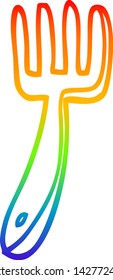 rainbow gradient line drawing of a cartoon fork