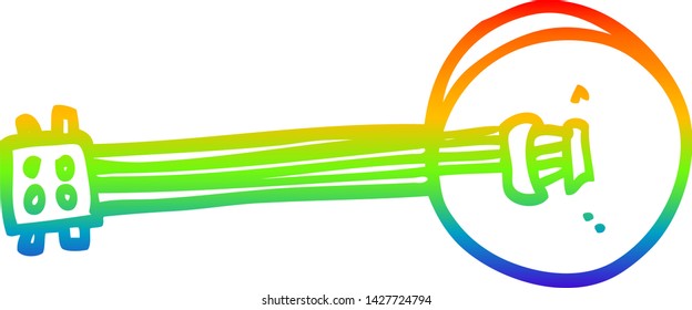 rainbow gradient line drawing of a cartoon banjo