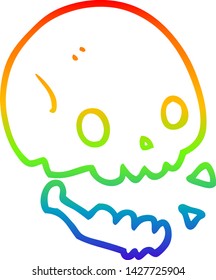 rainbow gradient line drawing of a cartoon spooky skull