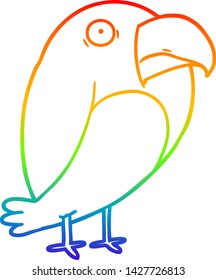 rainbow gradient line drawing of a cartoon crow