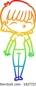 dibujo de una mujer de dibujos animados con gradiente de arco iris