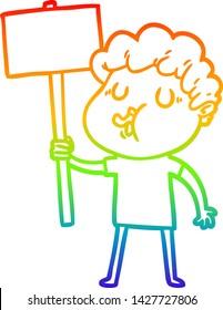 rainbow gradient line drawing of a cartoon man singing