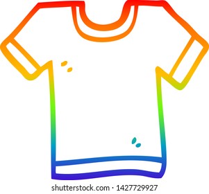 rainbow gradient line drawing of a cartoon tee shirt
