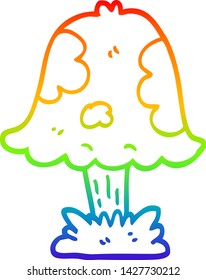 rainbow gradient line drawing of a cartoon mushroom