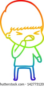 rainbow gradient line drawing of a cartoon stressed man